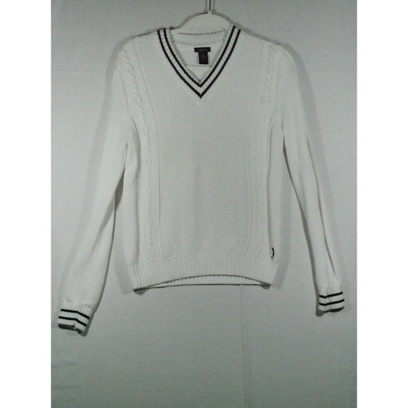 Vtg IZOD V-Neck Sweater Chunky Cable Knit Golf Sz XS Preppy Japan - Picture 1 of 9